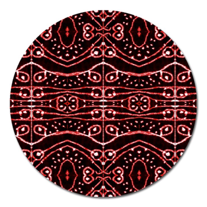 Tribal Ornate Geometric Pattern Magnet 5  (Round)