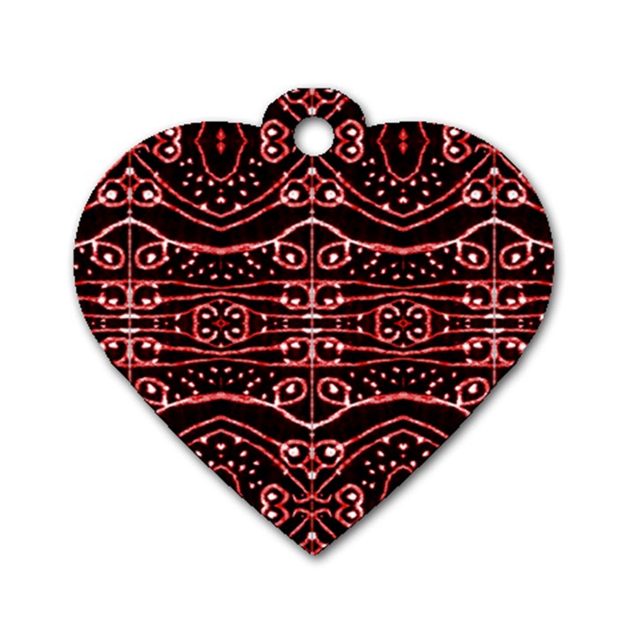 Tribal Ornate Geometric Pattern Dog Tag Heart (Two Sided)