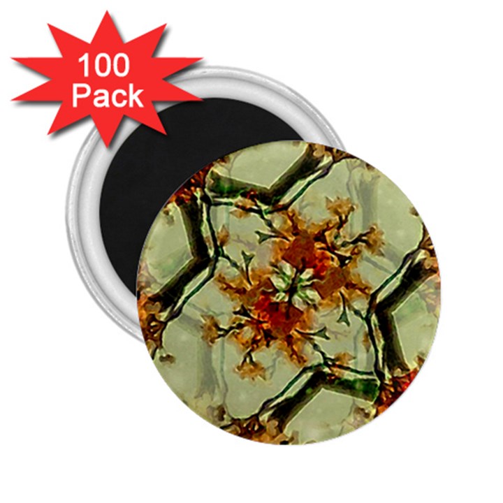 Floral Motif Print Pattern Collage 2.25  Button Magnet (100 pack)