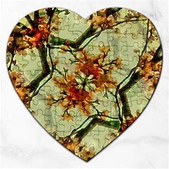 Floral Motif Print Pattern Collage Jigsaw Puzzle (heart) by dflcprints