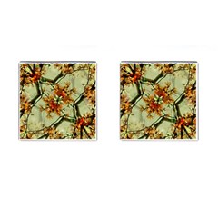 Floral Motif Print Pattern Collage Cufflinks (Square)