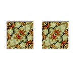 Floral Motif Print Pattern Collage Cufflinks (Square) Front(Pair)