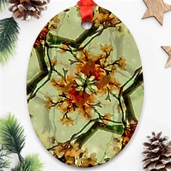 Floral Motif Print Pattern Collage Oval Ornament by dflcprints