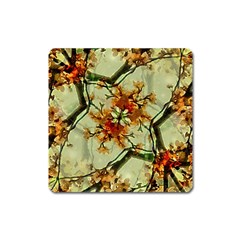 Floral Motif Print Pattern Collage Magnet (square) by dflcprints