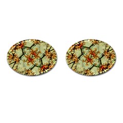 Floral Motif Print Pattern Collage Cufflinks (oval) by dflcprints