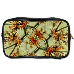 Floral Motif Print Pattern Collage Travel Toiletry Bag (one Side) by dflcprints