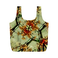 Floral Motif Print Pattern Collage Reusable Bag (m) by dflcprints