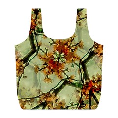 Floral Motif Print Pattern Collage Reusable Bag (l) by dflcprints