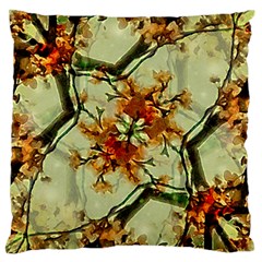 Floral Motif Print Pattern Collage Large Flano Cushion Case (one Side) by dflcprints