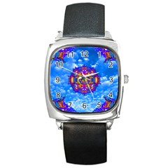 Sky Horizon Square Leather Watch by icarusismartdesigns