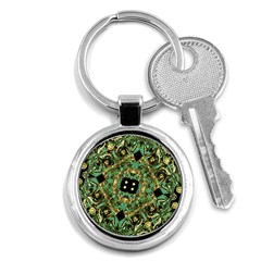 Luxury Abstract Golden Grunge Art Key Chain (round) by dflcprints