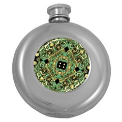 Luxury Abstract Golden Grunge Art Hip Flask (round) by dflcprints