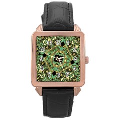 Luxury Abstract Golden Grunge Art Rose Gold Leather Watch  by dflcprints