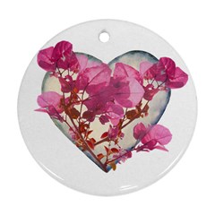 Heart Shaped with Flowers Digital Collage Round Ornament