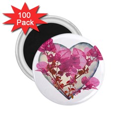 Heart Shaped With Flowers Digital Collage 2 25  Button Magnet (100 Pack) by dflcprints