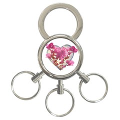 Heart Shaped with Flowers Digital Collage 3-Ring Key Chain