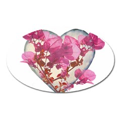 Heart Shaped With Flowers Digital Collage Magnet (oval) by dflcprints