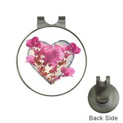 Heart Shaped With Flowers Digital Collage Hat Clip With Golf Ball Marker by dflcprints