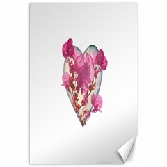 Heart Shaped with Flowers Digital Collage Canvas 24  x 36  (Unframed)