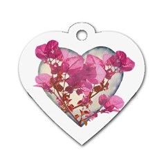 Heart Shaped With Flowers Digital Collage Dog Tag Heart (two Sided) by dflcprints