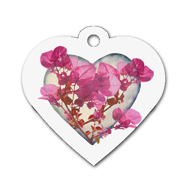 Heart Shaped with Flowers Digital Collage Dog Tag Heart (Two Sided)