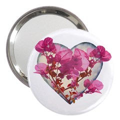 Heart Shaped with Flowers Digital Collage 3  Handbag Mirror