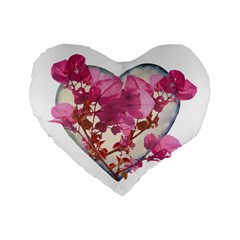 Heart Shaped with Flowers Digital Collage 16  Premium Heart Shape Cushion 