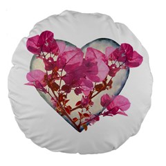 Heart Shaped with Flowers Digital Collage 18  Premium Flano Round Cushion 