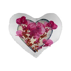 Heart Shaped with Flowers Digital Collage 16  Premium Flano Heart Shape Cushion 