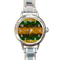 Tribal Floral Pattern Round Italian Charm Watch by dflcprints