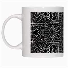 Black And White Tribal Geometric Pattern Print White Coffee Mug by dflcprints