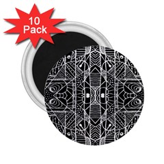 Black And White Tribal Geometric Pattern Print 2 25  Button Magnet (10 Pack) by dflcprints