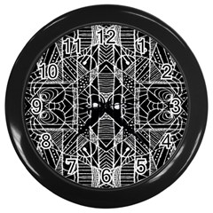 Black And White Tribal Geometric Pattern Print Wall Clock (black) by dflcprints