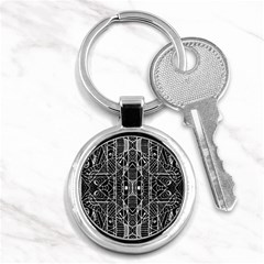 Black And White Tribal Geometric Pattern Print Key Chain (round) by dflcprints