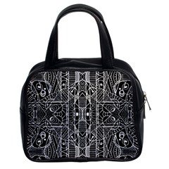 Black And White Tribal Geometric Pattern Print Classic Handbag (two Sides) by dflcprints