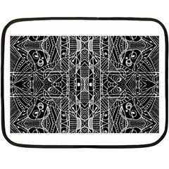 Black And White Tribal Geometric Pattern Print Mini Fleece Blanket (two Sided) by dflcprints