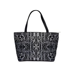 Black And White Tribal Geometric Pattern Print Large Shoulder Bag by dflcprints