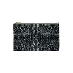 Black And White Tribal Geometric Pattern Print Cosmetic Bag (small)