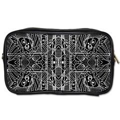 Black And White Tribal Geometric Pattern Print Travel Toiletry Bag (one Side) by dflcprints