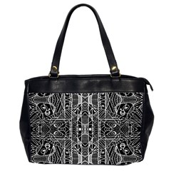 Black And White Tribal Geometric Pattern Print Oversize Office Handbag (two Sides) by dflcprints