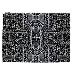 Black And White Tribal Geometric Pattern Print Cosmetic Bag (xxl) by dflcprints