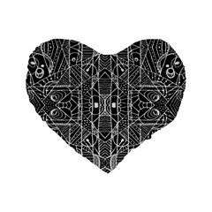 Black And White Tribal Geometric Pattern Print 16  Premium Heart Shape Cushion  by dflcprints