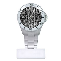 Black And White Tribal Geometric Pattern Print Nurses Watch by dflcprints