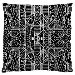 Black And White Tribal Geometric Pattern Print Large Flano Cushion Case (one Side) by dflcprints