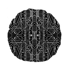 Black And White Tribal Geometric Pattern Print 15  Premium Flano Round Cushion  by dflcprints