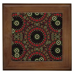 Digital Abstract Geometric Pattern In Warm Colors Framed Ceramic Tile by dflcprints