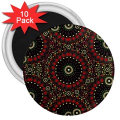 Digital Abstract Geometric Pattern In Warm Colors 3  Button Magnet (10 Pack)