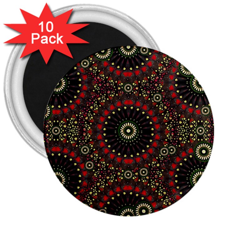 Digital Abstract Geometric Pattern in Warm Colors 3  Button Magnet (10 pack)