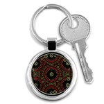 Digital Abstract Geometric Pattern in Warm Colors Key Chain (Round) Front