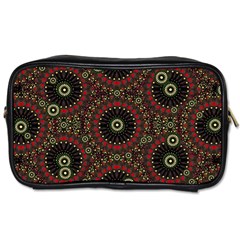 Digital Abstract Geometric Pattern In Warm Colors Travel Toiletry Bag (one Side) by dflcprints